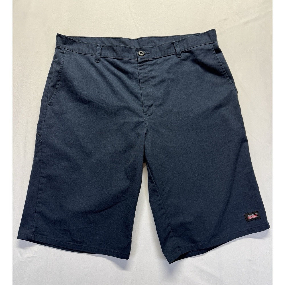 Dickies Shorts Mens 39 Navy blue Workwear Uniform Casual Flat front Logo patch